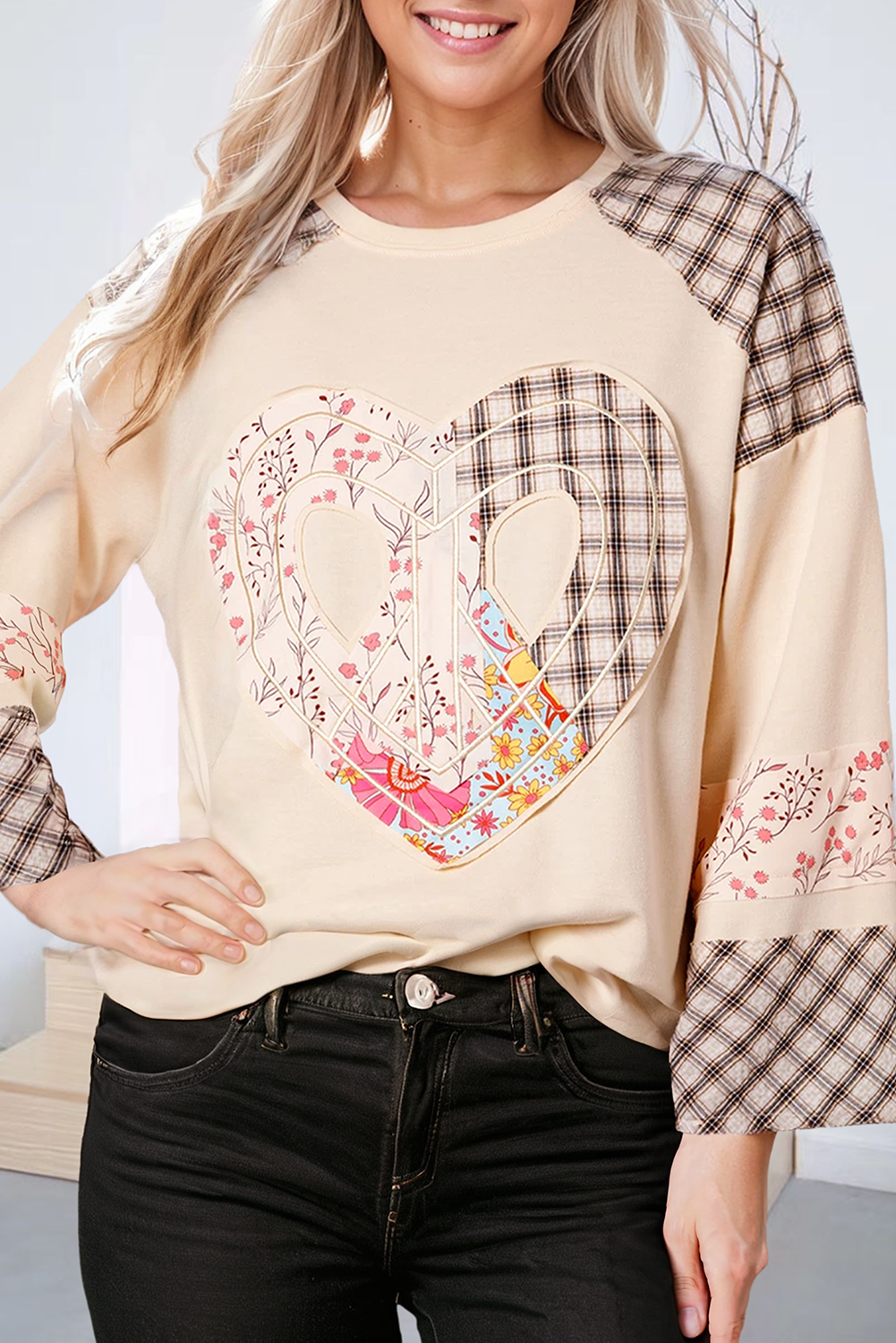 Floral Patchwork Heart Sweatshirt