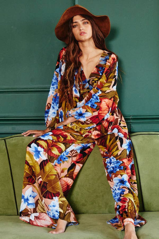 SB330 Floral Deep Vee Romper