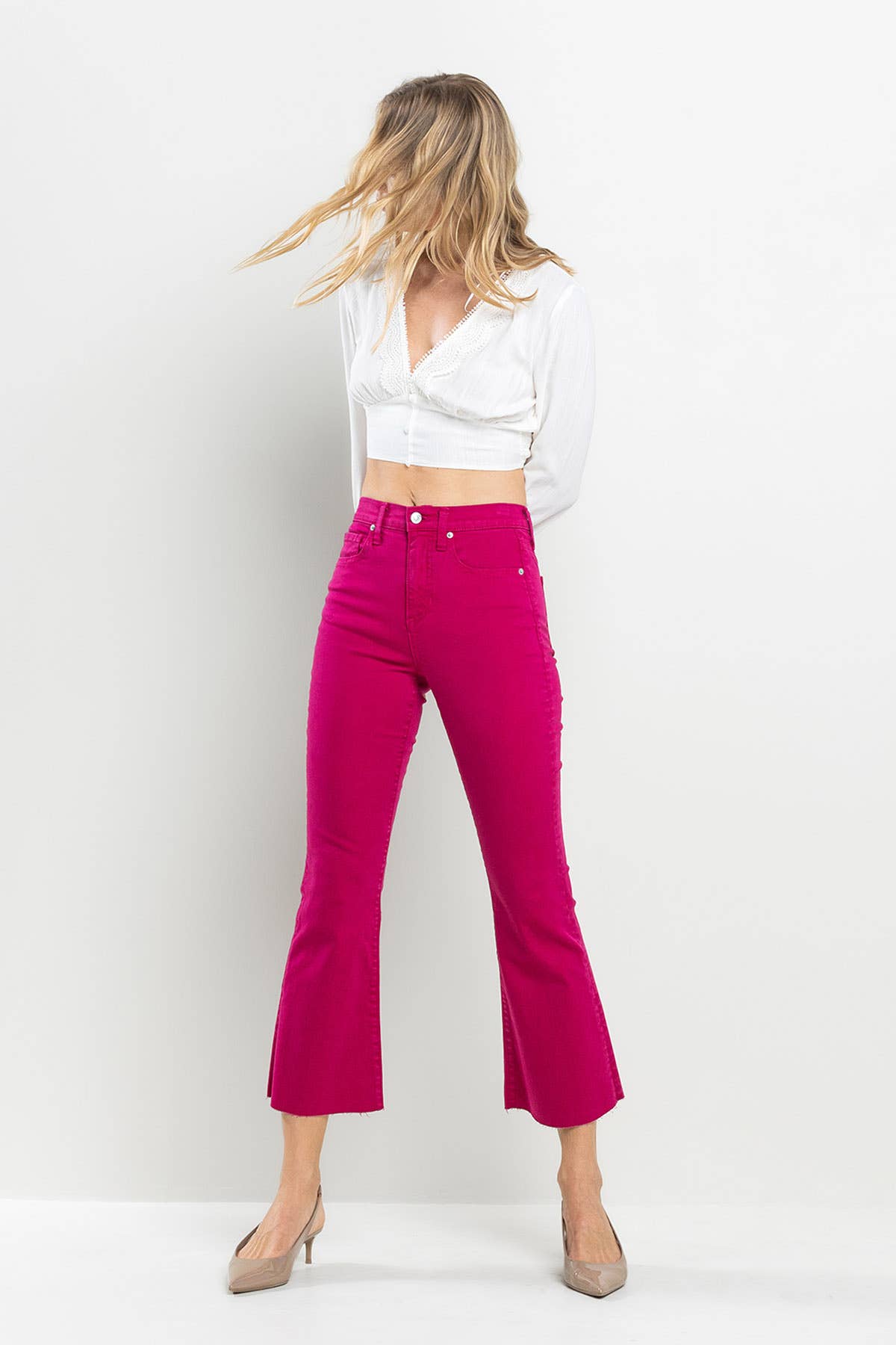 SB333 HIGH RISE KICK FLARE IN VIVA MAGENTA