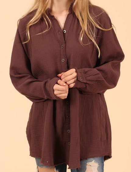 Washed Gauze Button Up Tunic